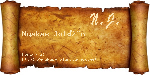 Nyakas Jolán névjegykártya
