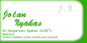 jolan nyakas business card